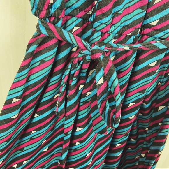 Vintage Belted 80s 90s Retro Wrap Dress M 10 - Picture 4 of 7